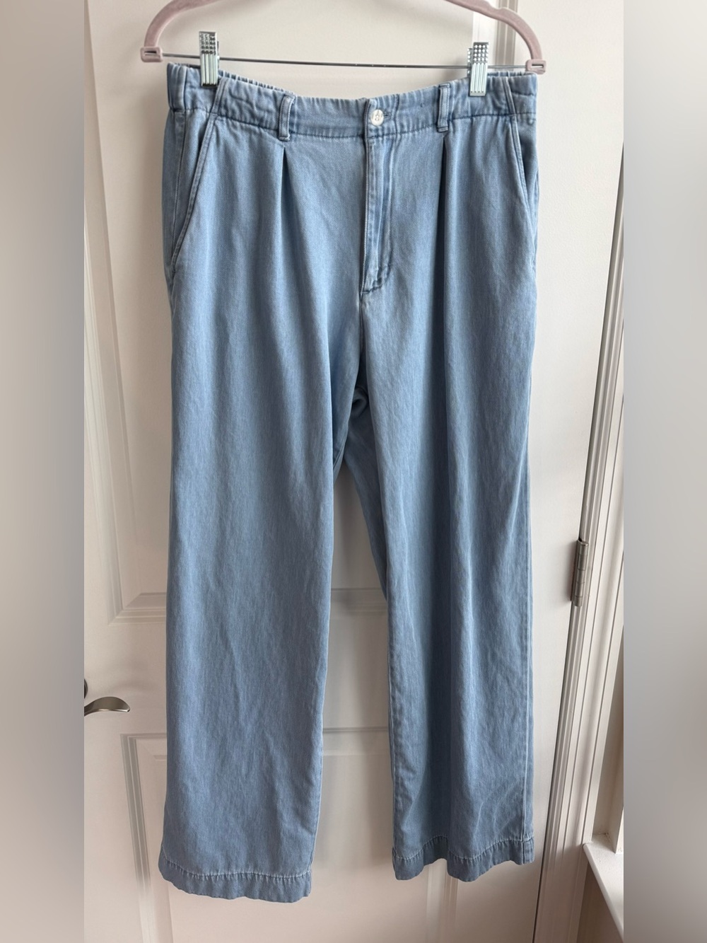 Cloth & Stone Wide Leg Light Denim Chambray Elastic Waist Jeans Trousers Medium